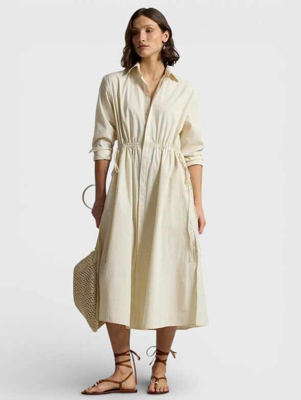 Long-sleeved midi dress with accent ties - 1