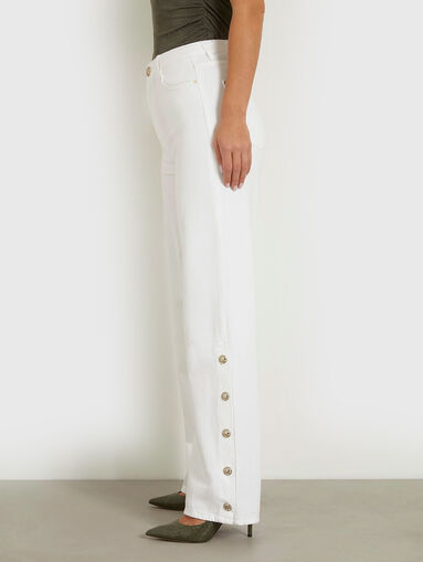 White jeans with accent buttons - 4