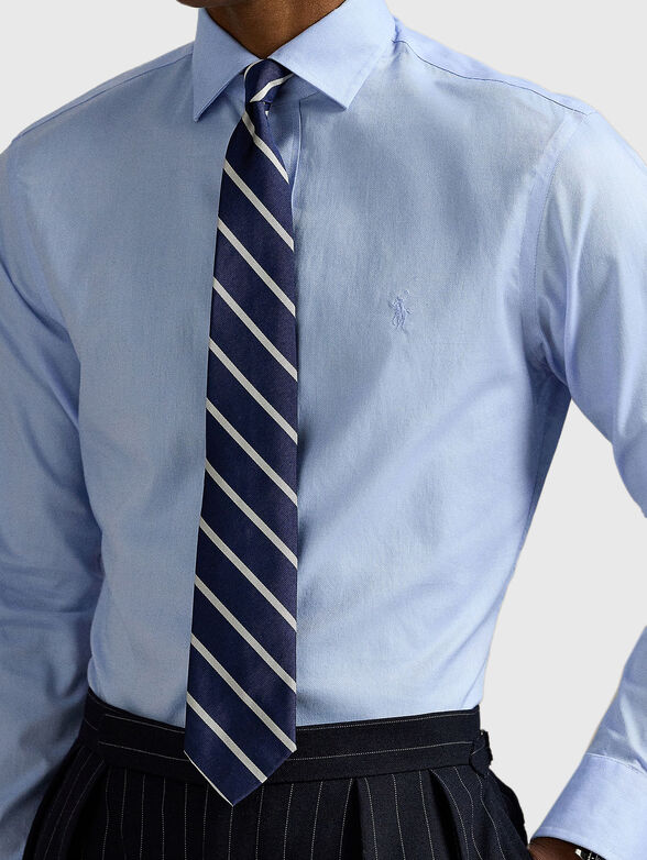 Textured shirt with logo embroidery - 4