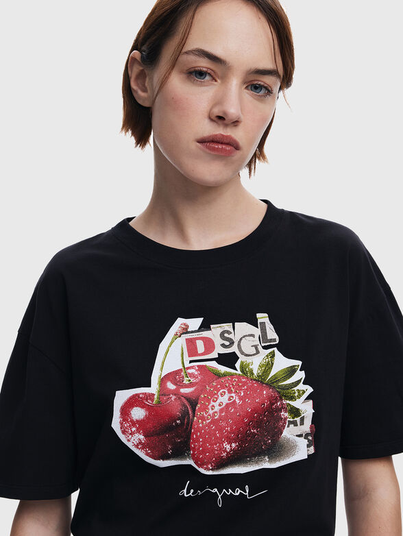 Cotton T-shirt with print - 3