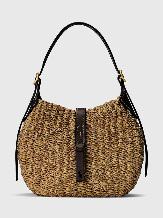 Raffia shoulder bag with mini logo - 1