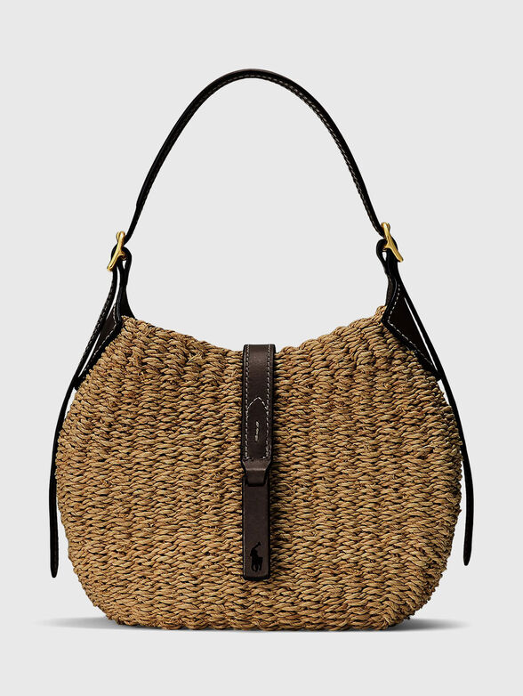 Raffia shoulder bag with mini logo - 1