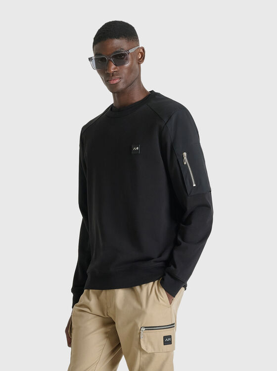 Oval neck sweatshirt in cotton blend - 1