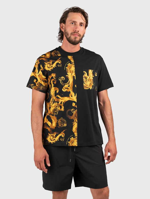 Black T-shirt with contrasting print  - 1