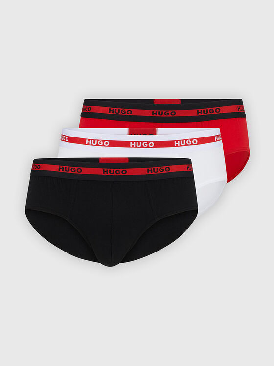 Set of three pairs of briefs with logo accent - 1