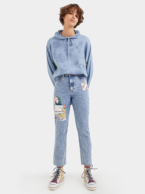 Straight cropped jeans with Japanese details - 3