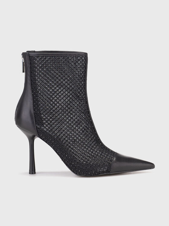 Кожени боти на ток с апликирани кристали - 1