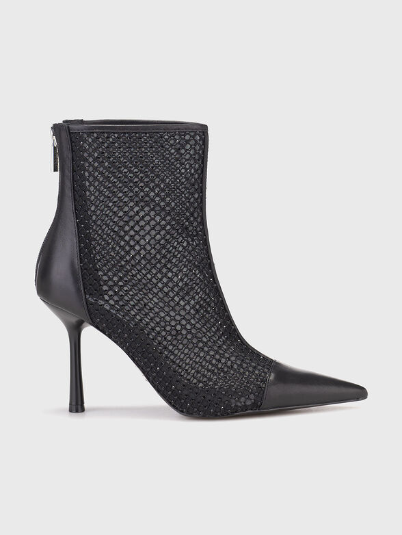 Leather heeled boots with rhinestones - 1