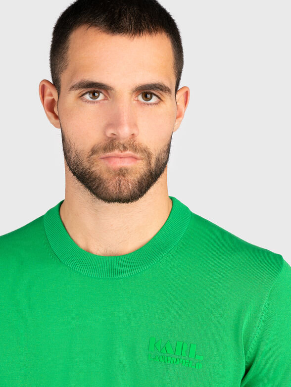Logo-detail green sweater  - 4