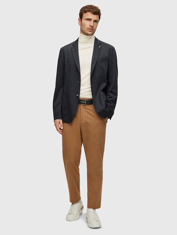 MUSSO-P polo neck slim sweater in gray color - 2