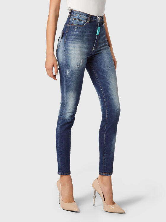 Jeans with high waist and washed effect - 1