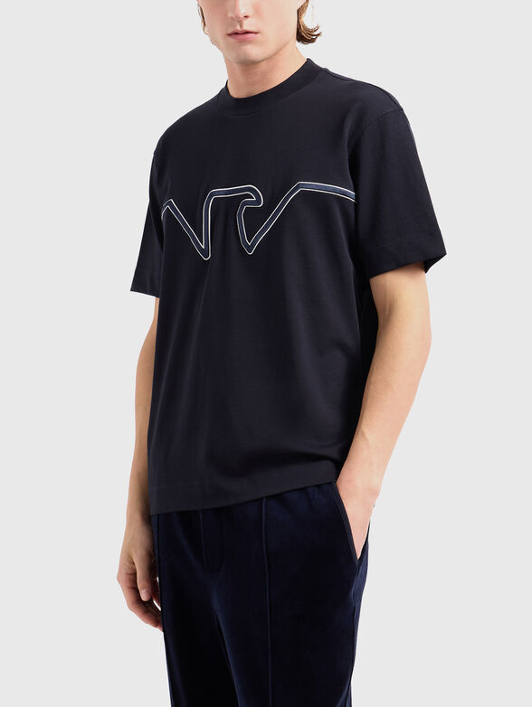 Black T-shirt with logo embroidery - 1
