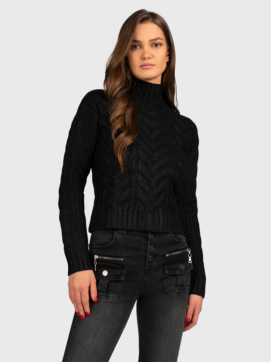 Черен плетен пуловер DIANE - 1