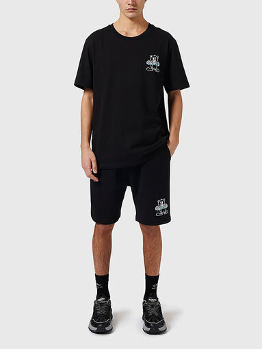 Cotton shorts in black with print - 5
