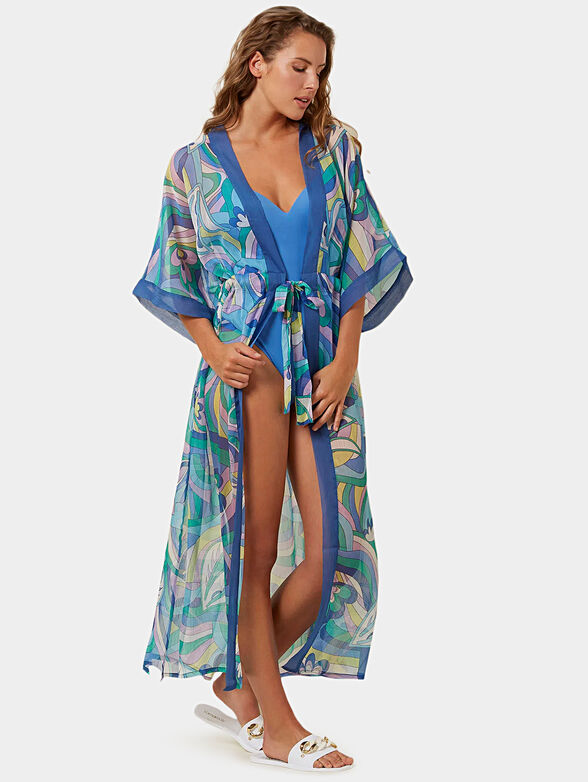 ITALIAN LIDO beach kimono with multicolor print - 2