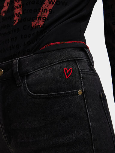 ALBA black skinny jeans with accent embroidery - 4