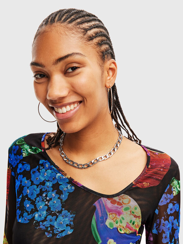 Tulle blouse with asymmetric neckline - 4