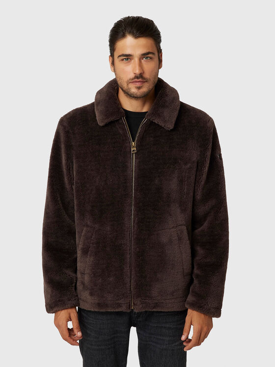 Beige eco fur jacket - 1