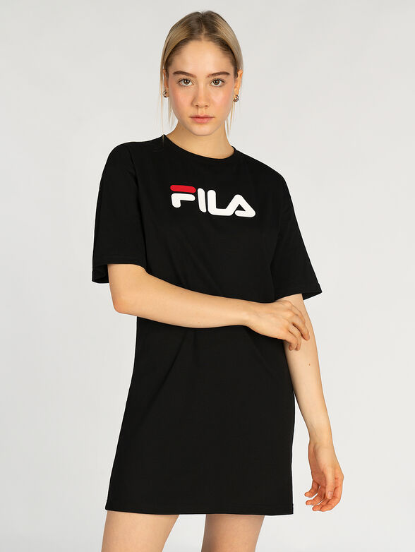 Cotton tee dress with maxi logo - 1