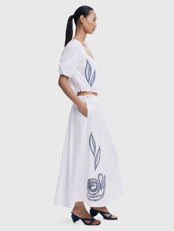 Midi cotton skirt with embroidery - 5