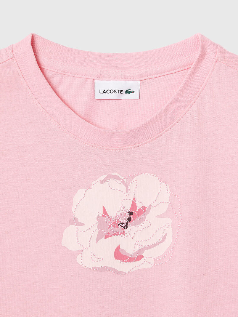 Pink t-shirt with flower detail - 3