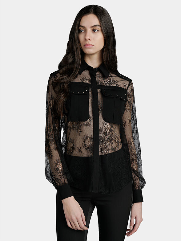 Lace shirt with gold micro-studs - 1