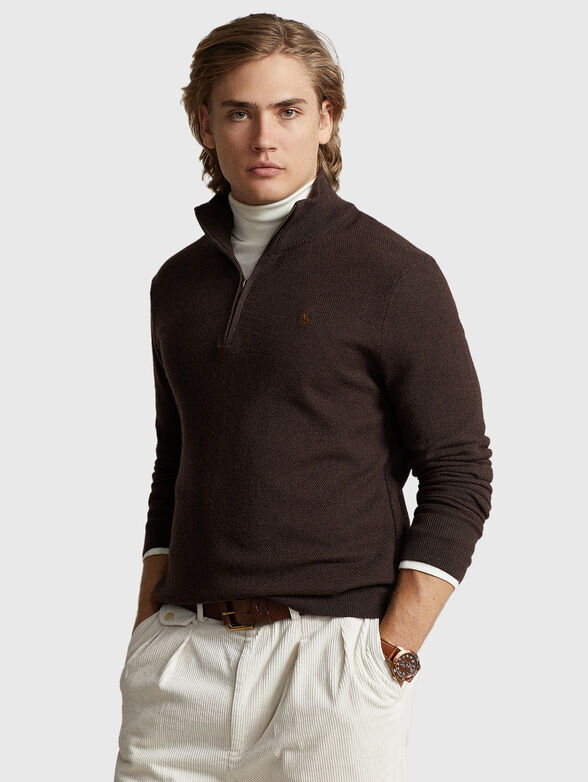 Wool sweater with zip  - 1