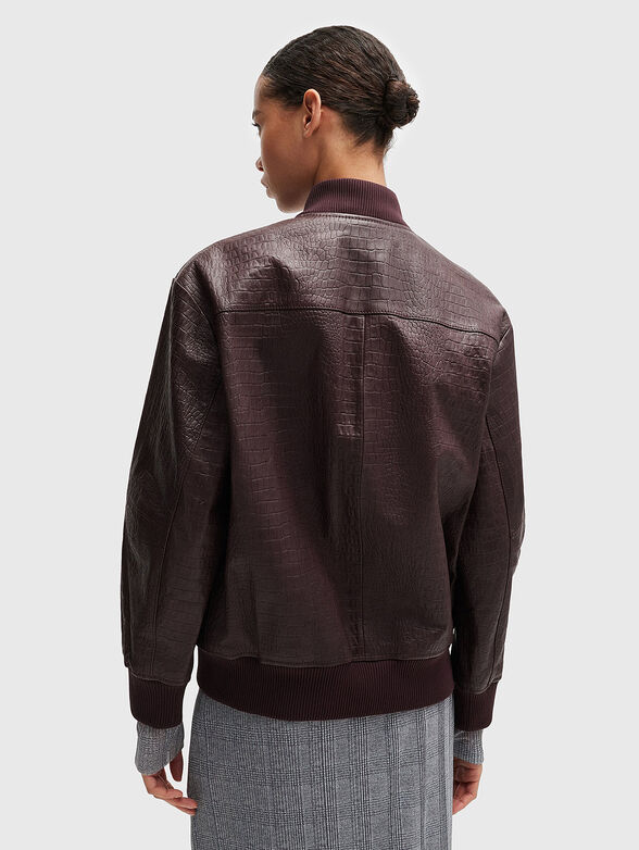 Croco effect leather bomber jacket - 3