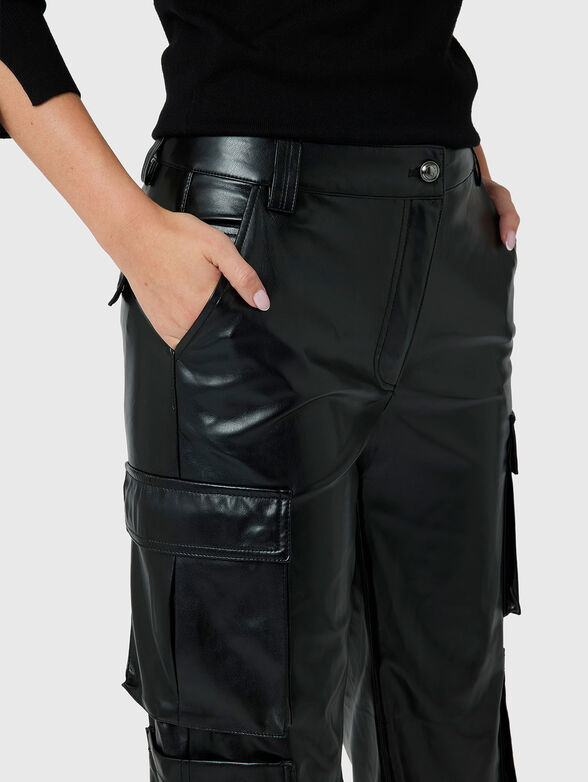 KORI black cargo trousers in faux leather  - 3