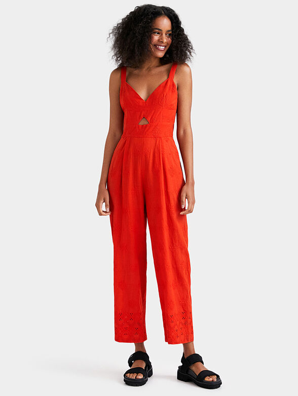 Jumpsuit with embroidery and pockets - 1