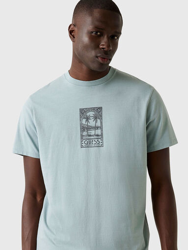 ECRU cotton T-shirt with accent print - 4