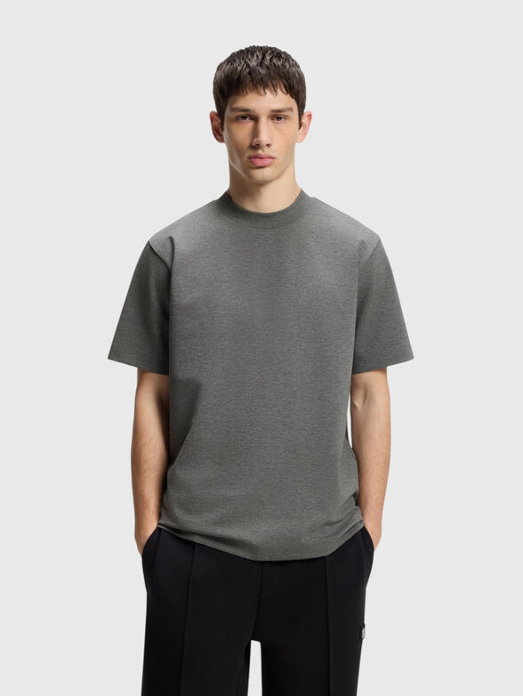 Gray T-shirt with a round neckline - 1