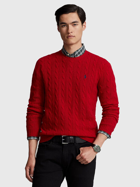 Червен пуловер от вълнен бленд - 1