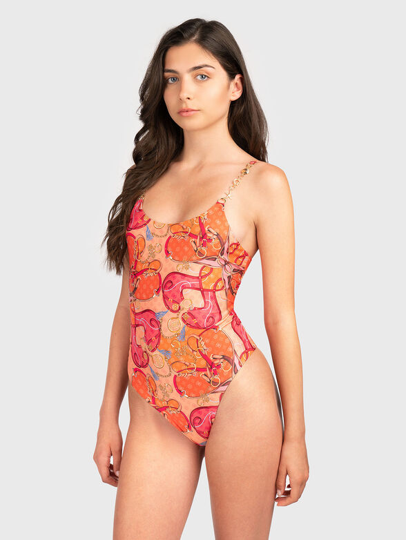 One piece swimsuit with accent print - 1