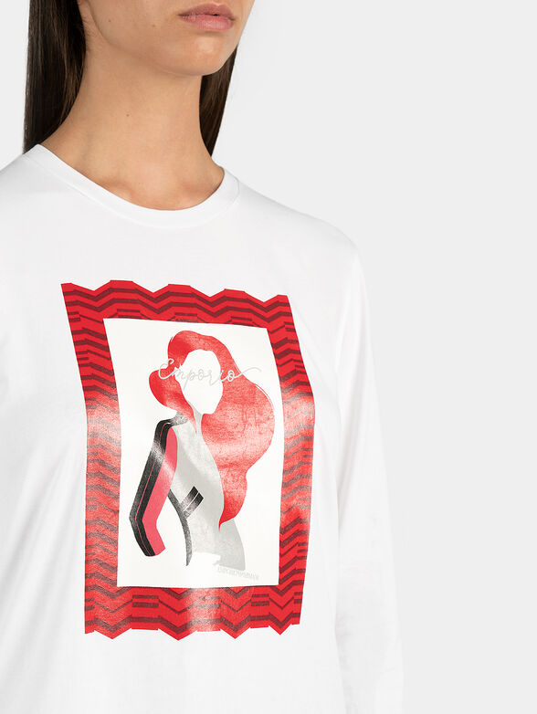 Black cotton blouse with colorful print - 2