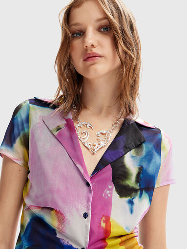 Short sleeve shirt with multicolor print - 5