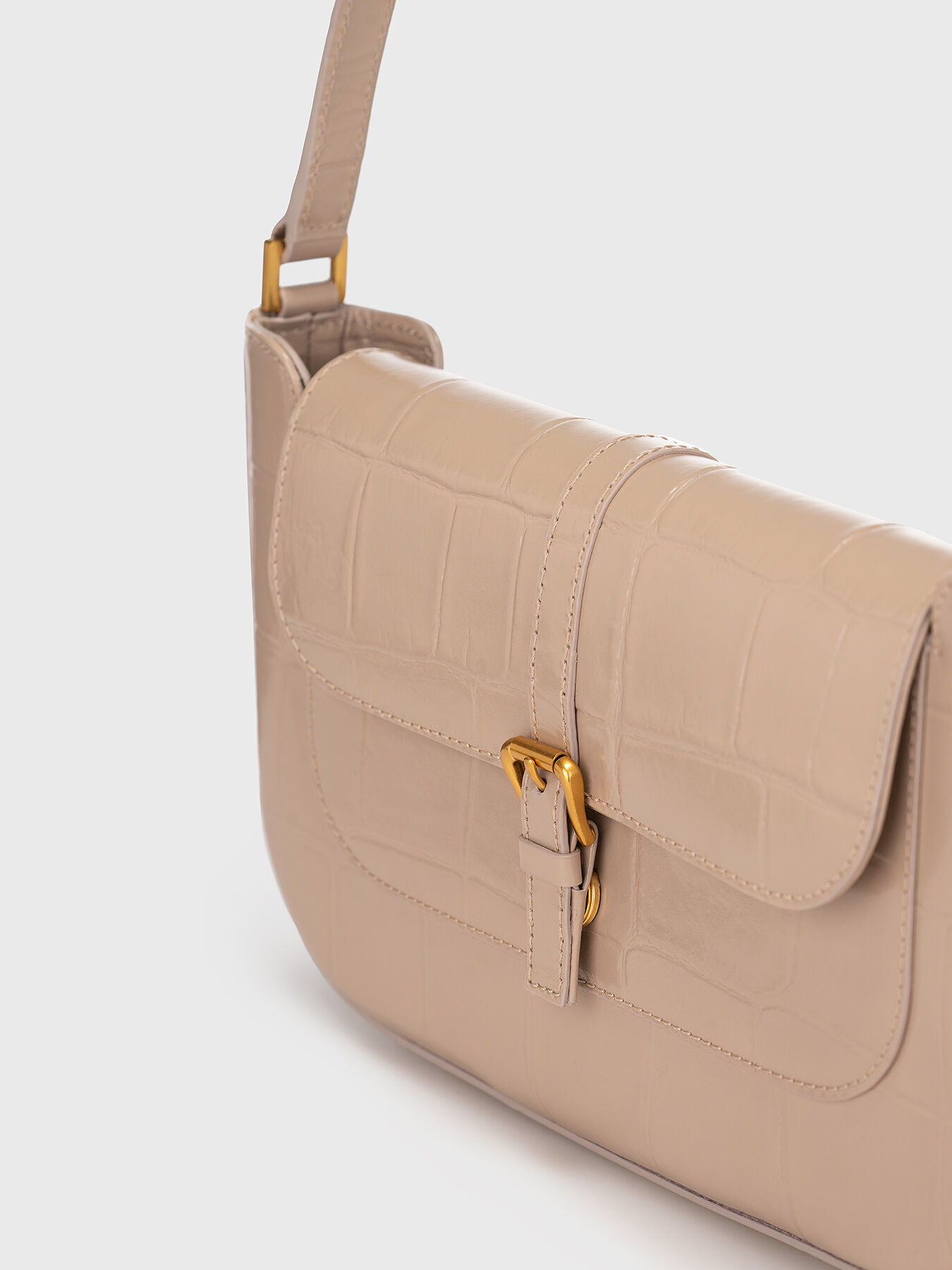 【関税&送料込】By Far Cappuccino Leather Miranda Shoulder B MIRANDA croco embossed leather shoulder bag brand BY FAR