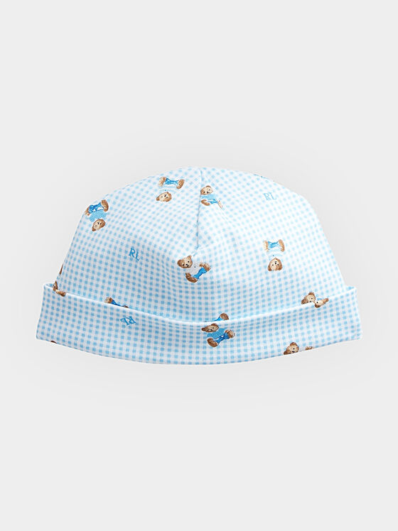 Синя шапка с Polo bear принт - 1