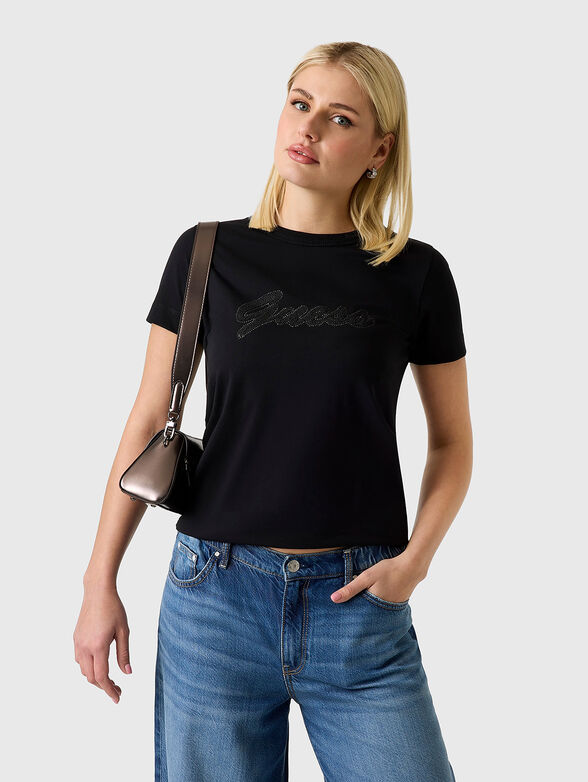 Cotton T-shirt with a round neckline - 1