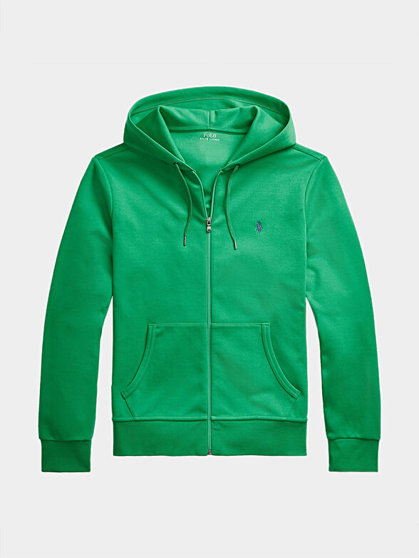 Green sweatshirt with logo embroidery - 1
