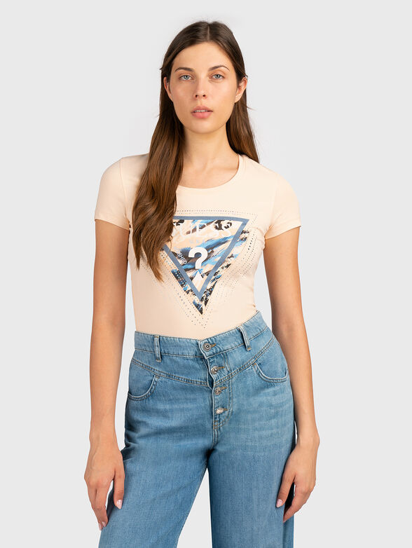 T-shirt with logo and rhinestones - 1