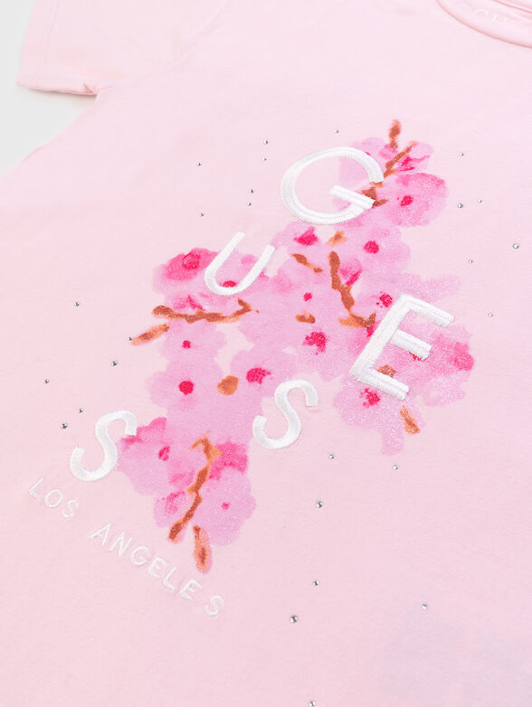 Pink T-shirt with floral print  - 4