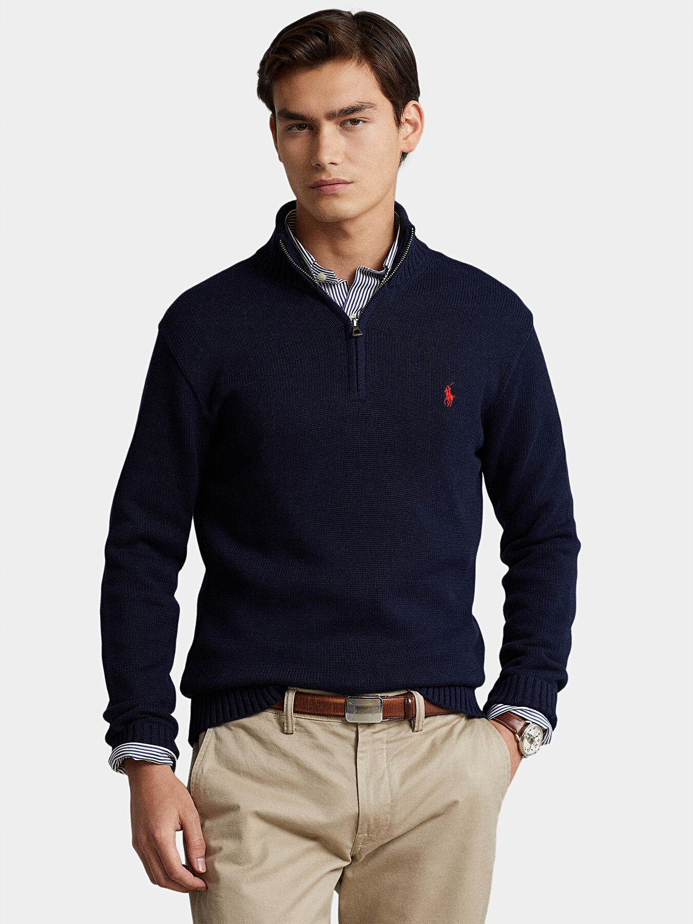 Sweater in dark blue with zip brand POLO RALPH LAUREN Globalbrandsstore en