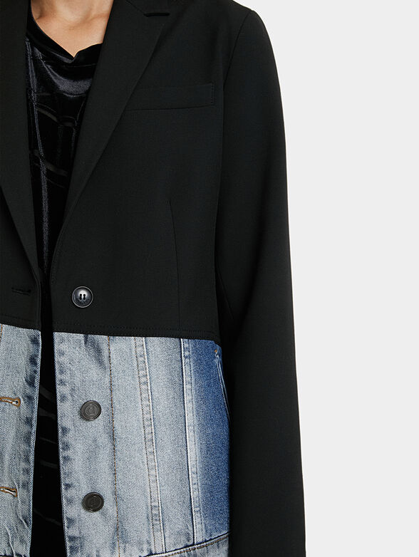 Black jacket with denim panels - 5