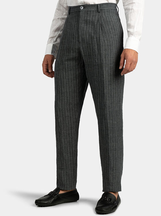 Grey linen trousers - 1