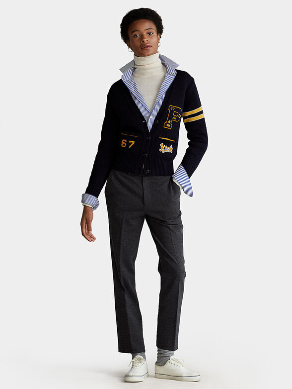 Wool cardigan with logo patch - 4