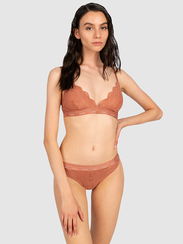 Lace brassiere with logo branding - 1