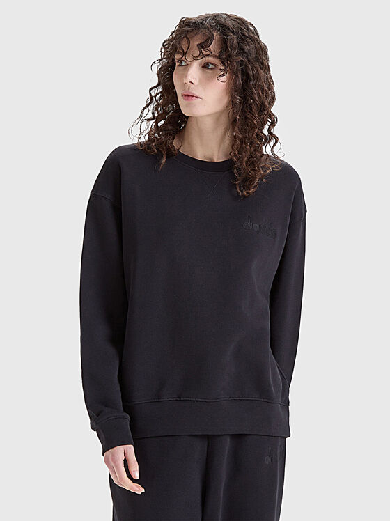 Black sweatshirt with logo embroidery - 1