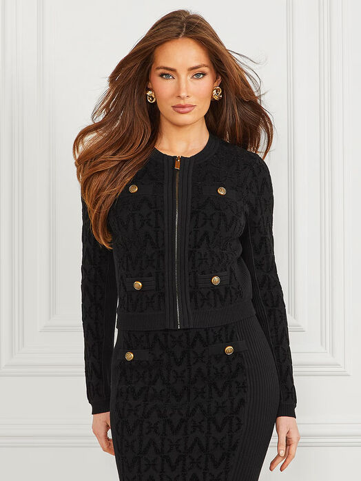 HERMIONE viscose blend monogram cardigan