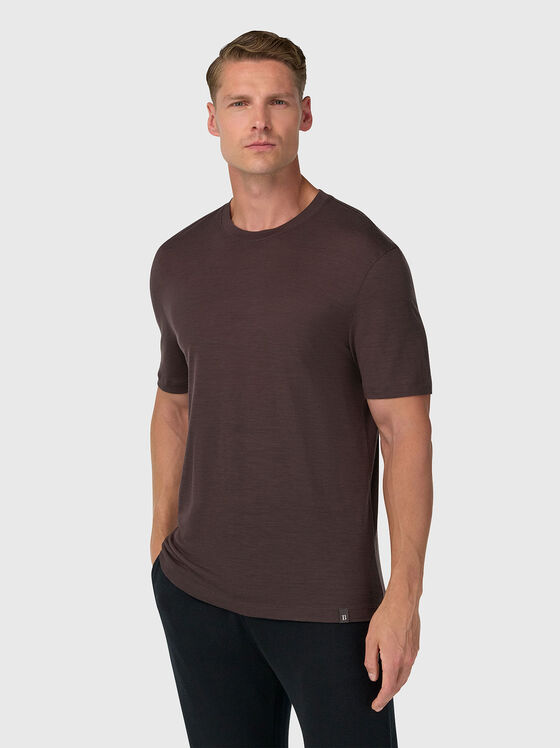 Brown T-shirt with crew neck - 1